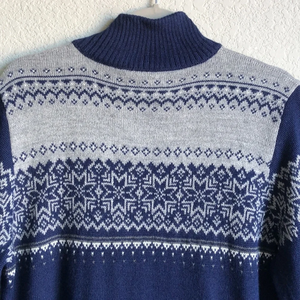 Alpaca Imports Zip Front Sweater Navy Blue XL Alpaca Wool - Picture 8 of 15